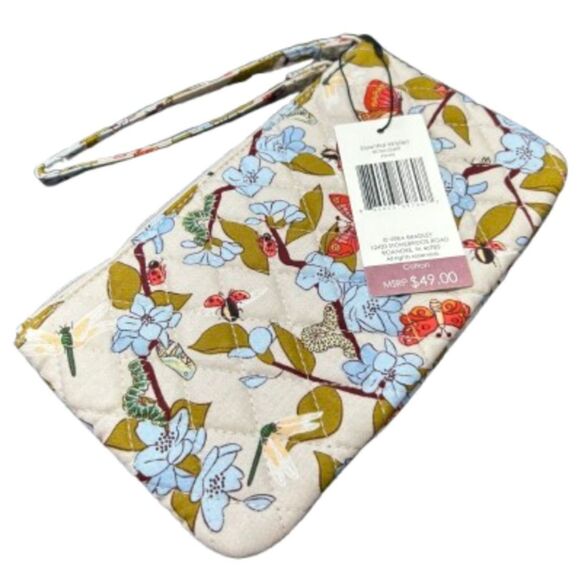 New Vera Bradley Essential Floral Wrislet in Cotton Ivory Blue Green E20 - Picture 2 of 6